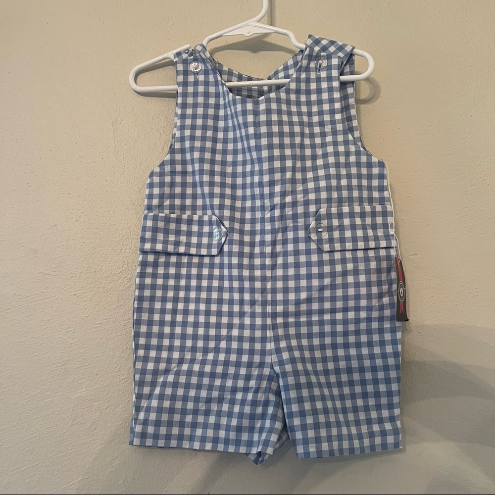 Nantucket Kids Jon Jon Hydrangea Gingham 18-24 NWT
